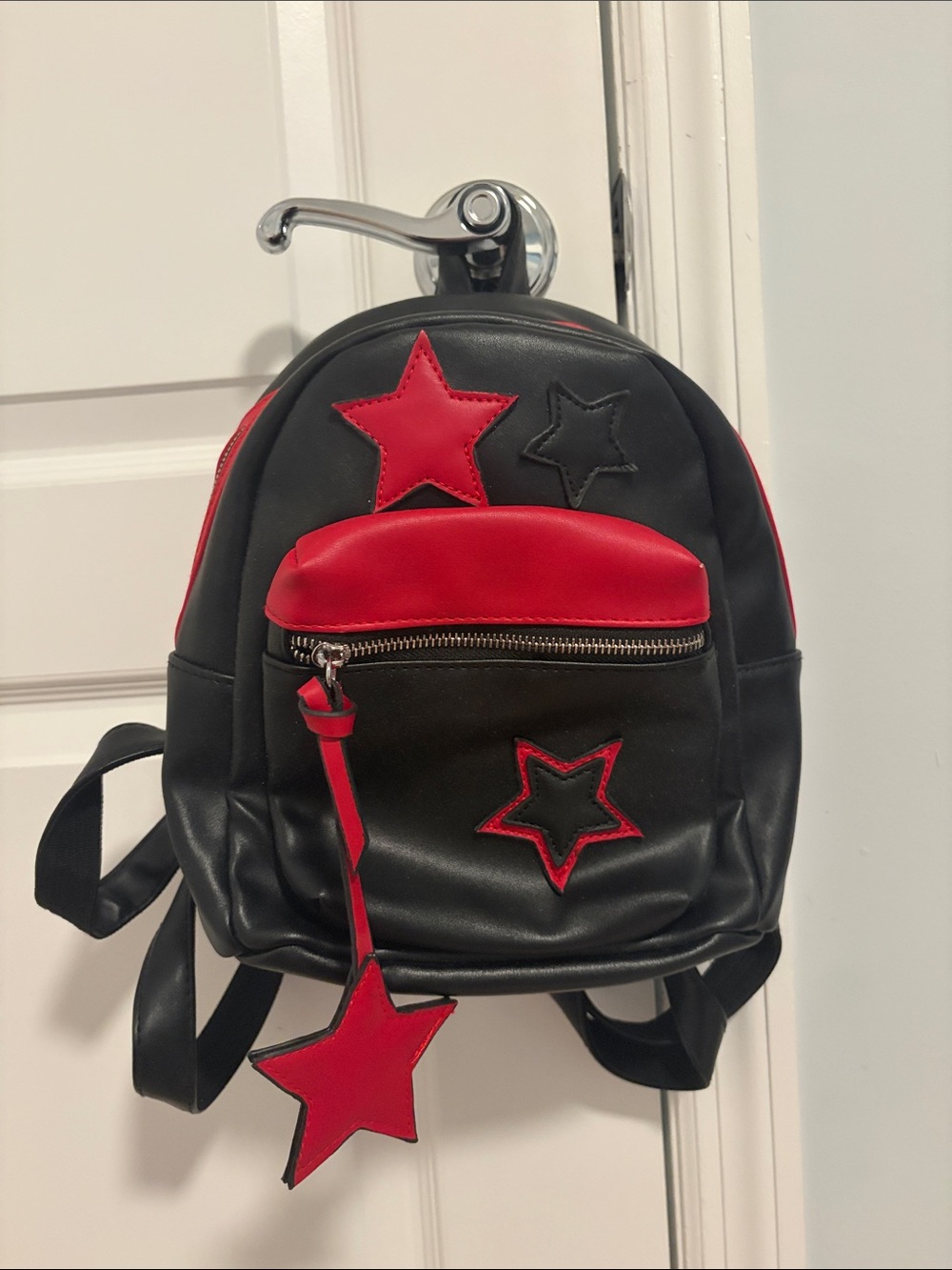 Black & Red Star Accent Mini Backpack